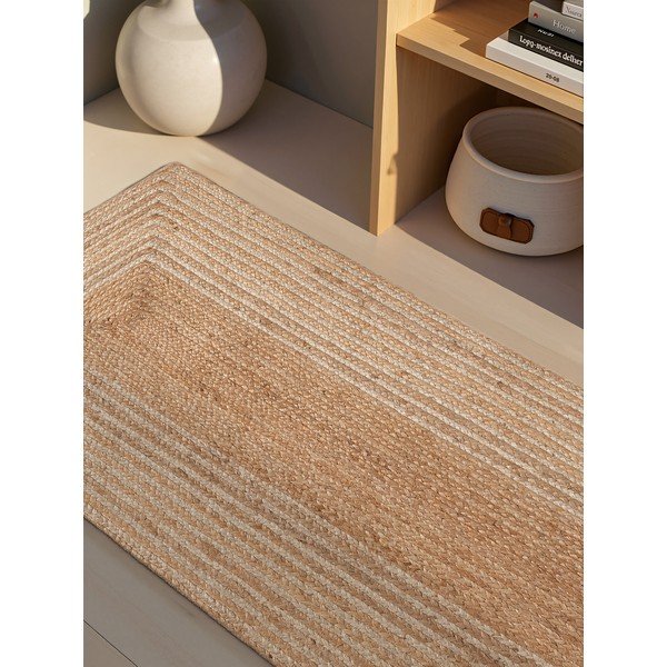 Doppelseitiger/handgewebter Jute-Läufer in Naturfarbe/in hell-naturfarbener Ausführung, 80 x 200 cm Juno - Hanse Home-image-3
