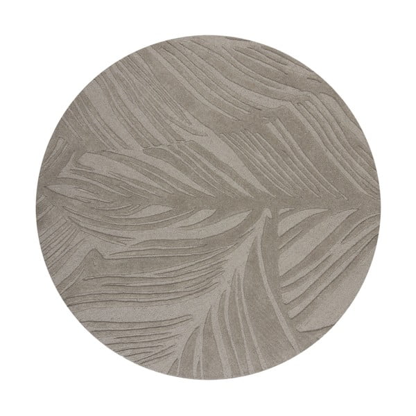 Grauer runder Wollteppich, Ø 160 cm Leaf - Flair Rugs