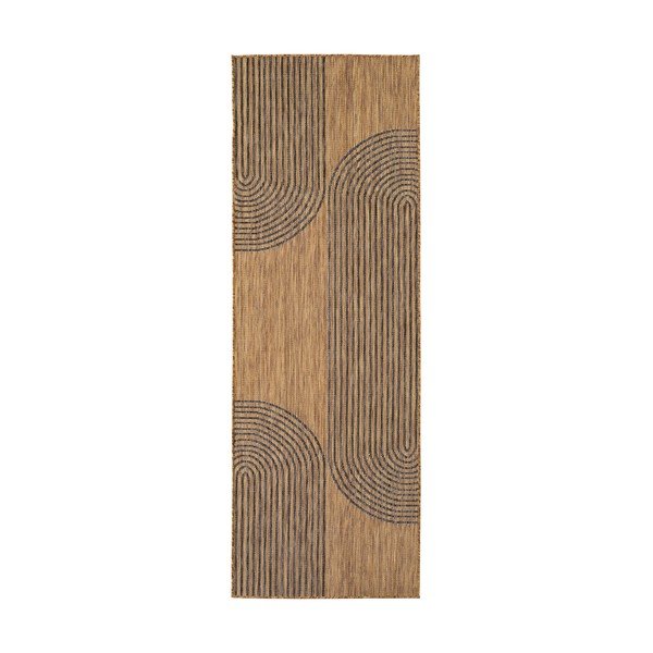 Schwarze/braune Laufmatte für drinnen und draußen, 80 × 250 cm Mira 1453 - Ayyildiz Carpets