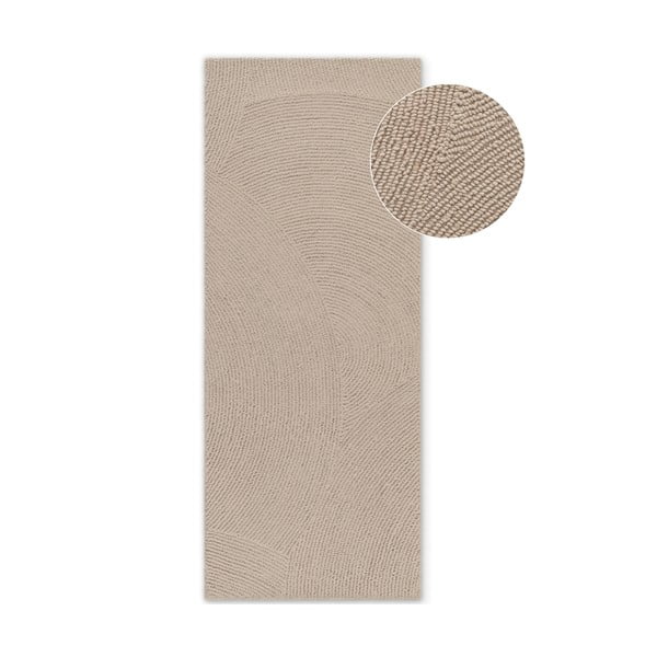 Beiger, handgewebter Wollläufer, 80 x 300 cm Calmio - Hanse Home