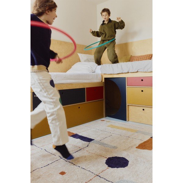 Beiger, waschbarer/handgewebter Baumwollteppich, 120 × 160 cm Geometrical Shapes - Lorena Canals-image-2