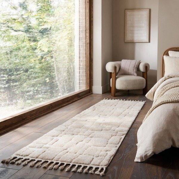 Cremefarbener Läufer 80 × 300 cm Esra Cobbled - Flair Rugs-image-1