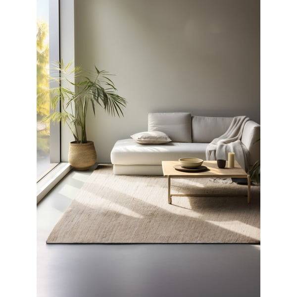 Beiger, beidseitig nutzbarer, handgewebter Teppich mit Juteanteil, 120 x 170 cm Handloom - Hanse Home-image-1