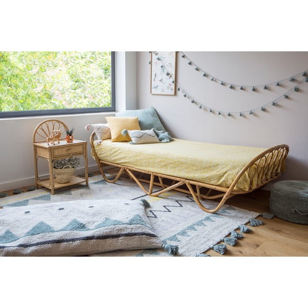 Cremefarbener, waschbarer, handgewebter Baumwoll-Kindenteppich, 140 x 200 cm Azteca Vintage Blue - Lorena Canals-image-3