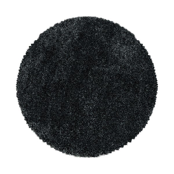 Anthrazitfarbener runder Teppich, Durchmesser 80 cm Fluffy - Ayyildiz Carpets