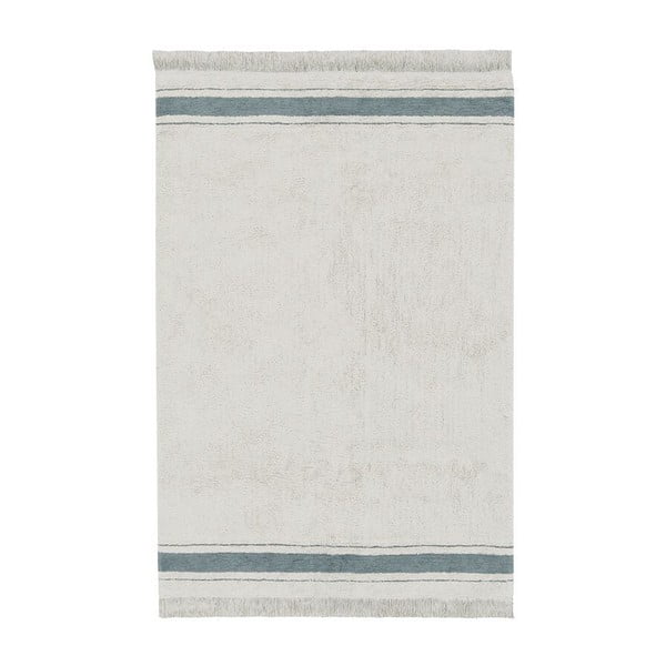 Blau-cremefarbener, waschbarer, handgewebter Baumwollteppich, 90 x 130 cm Gastro Vintage Blue - Lorena Canals