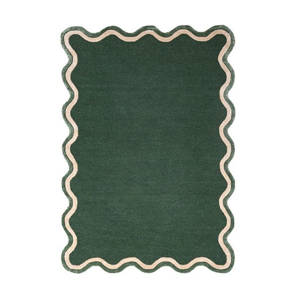 Dunkelgrüner, handgewebter Teppich mit Wollanteil, 160 × 230 cm Rivo Wool - Flair Rugs