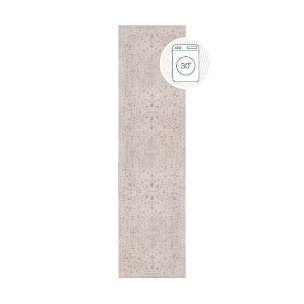 Cremefarbener, waschbarer Läufer, 60 x 230 cm Teo Traditional - Flair Rugs
