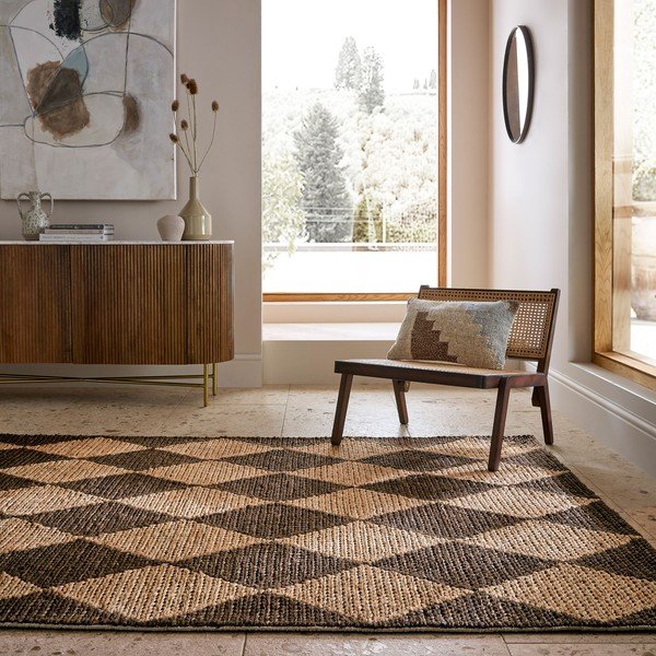 Brauner/naturfarbener, handgewebter Teppich mit Juteanteil, 160 × 230 cm Effie Diamond - Flair Rugs-image-1