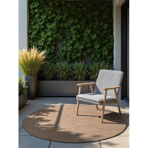 Runder Teppich für den Innen- und Außenbereich in Beige und Elfenbein, Ø 160 cm Duet Liora - Hanse Home-image-1