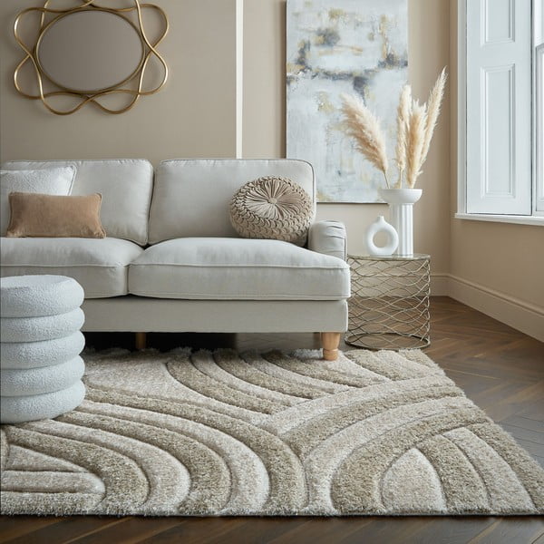 Beiger, handgewebter Teppich aus recycelten Fasern, 120 x 170 cm Velvet - Flair Rugs-image-1