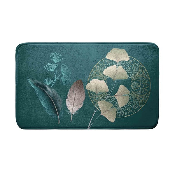 Türkisfarbener Badezimmerteppich, 45 × 75 cm Ginkoblue - douceur d'intérieur