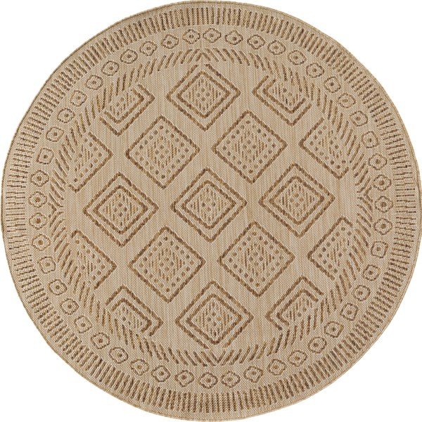 Beiger runder Teppich für den Innen- und Außenbereich, Durchmesser 160 cm Mira 1452 - Ayyildiz Carpets