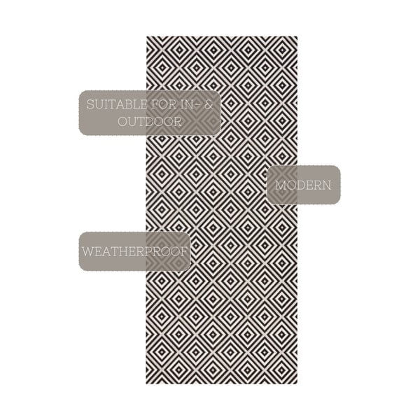 Schwarzer Teppich für Innen- und Außenbereiche 80x200 cm Karo – Hanse Home-image-3