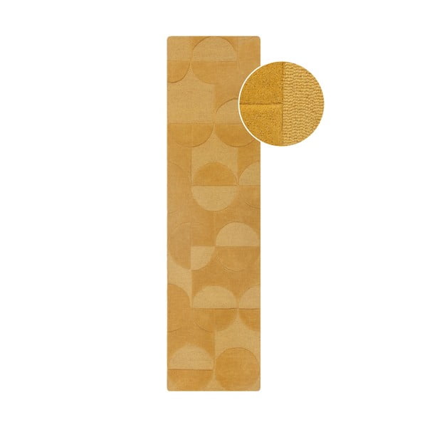 Ockergelber Wollteppich (Läufer) 60 x 230 cm Gigi - Flair Rugs