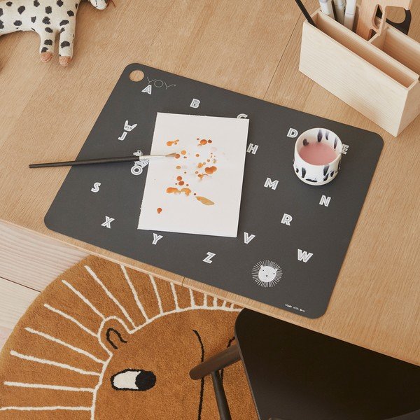 Brauner Kinderteppich mit Wollanteil, Ø 95 cm Lion - OYOY Mini-image-1