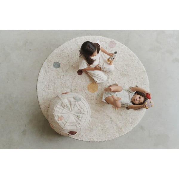 Beiger Spielteppich aus Baumwolle für Kinder, Ø 150 cm Solar System - Lorena Canals-image-1