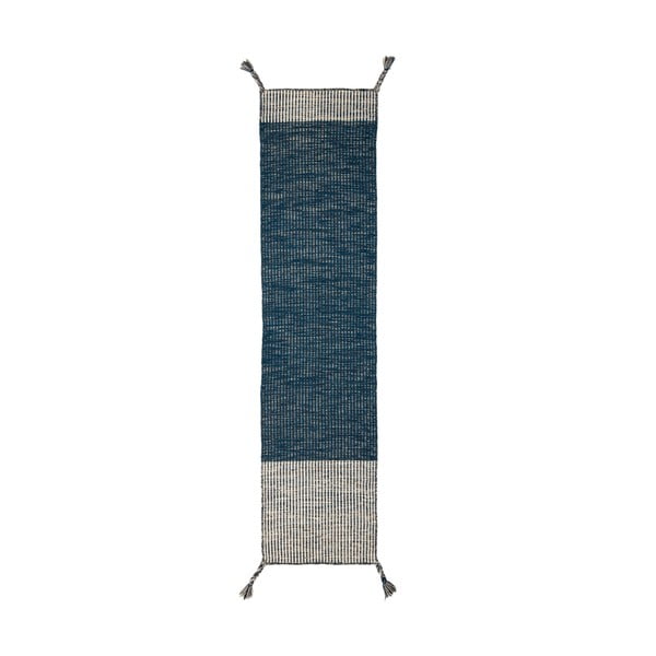 Blauer Wollteppich (Läufer) 60 x 200 cm Indira - Flair Rugs-image-4