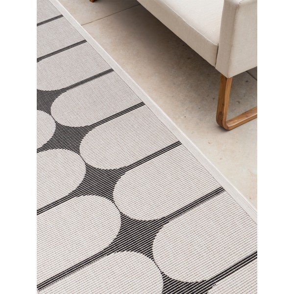 Schwarz-weiße Laufmatte für drinnen und draußen, 80 × 250 cm Duet Bowen - Hanse Home-image-3