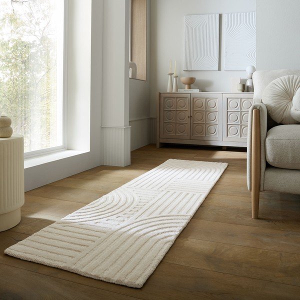 Handgewebter Wollläufer in Elfenbeinfarbe, 60 x 230 cm Zen Garden - Flair Rugs-image-1