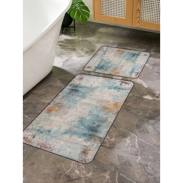 Blau-graue Badezimmerteppiche im 2er-Set, 60 x 100 cm - Mila Home-image-3