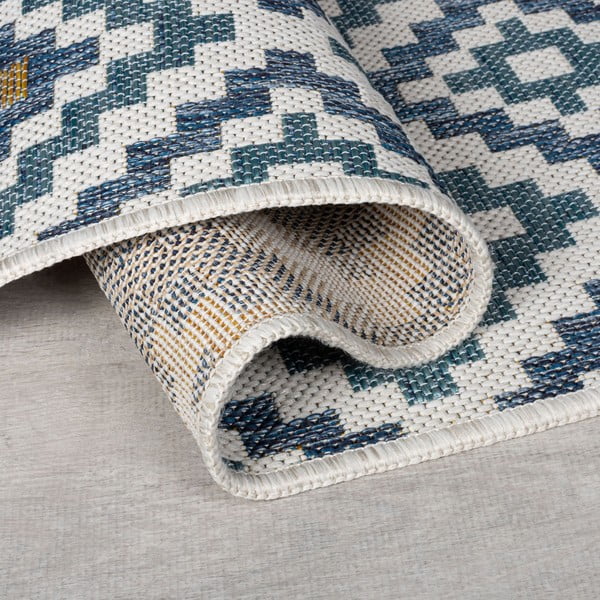 Gelb-blauer runder Teppich für drinnen und draußen, Durchmesser 160 cm Zia Trellis - Flair Rugs-image-2
