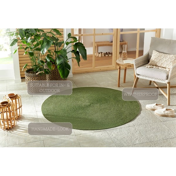 Grüner, runder Outdoor-Teppich, Ø 150 cm - Hanse Home-image-4