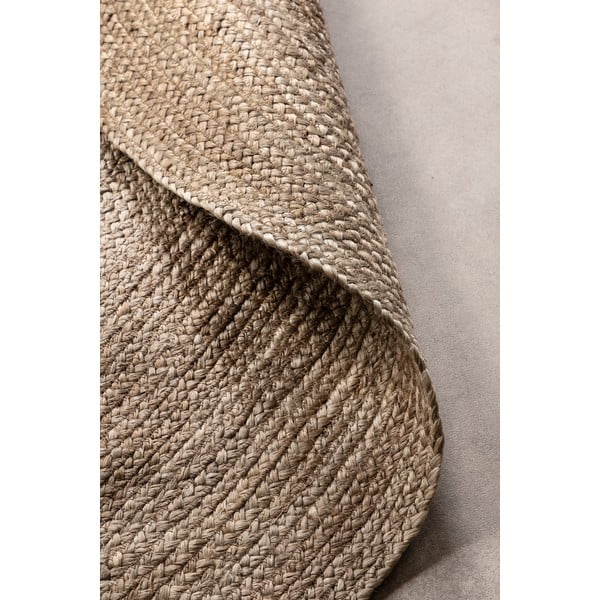 Graubeiger, beidseitig nutzbarer, runder Jute-Teppich, Ø 100 cm Braided - Hanse Home-image-3
