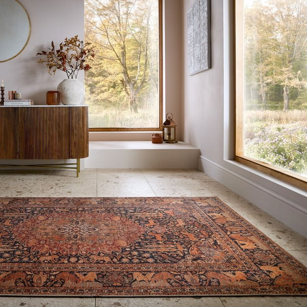 Weinroter, waschbarer Teppich, 152 × 230 cm Nico Global - Flair Rugs-image-1