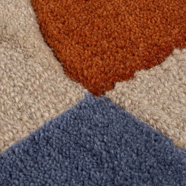 Beiger, handgewebter Läufer aus Wolle, 80 x 230 cm Mia Scallop Frame - Flair Rugs-image-2