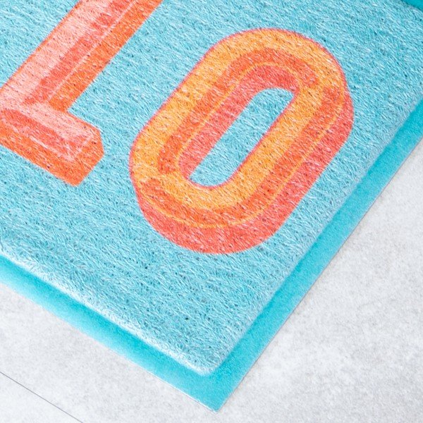 Fußmatte recycelter Kunststoff 40x70 cm Blue Hello – Artsy Doormats-image-2