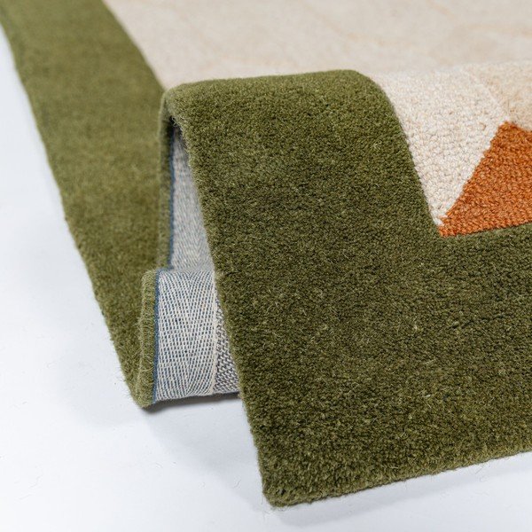 Grün/naturfarben, handgewebter Wollläufer, 60 x 230 cm Apex Border Wool - Flair Rugs-image-3