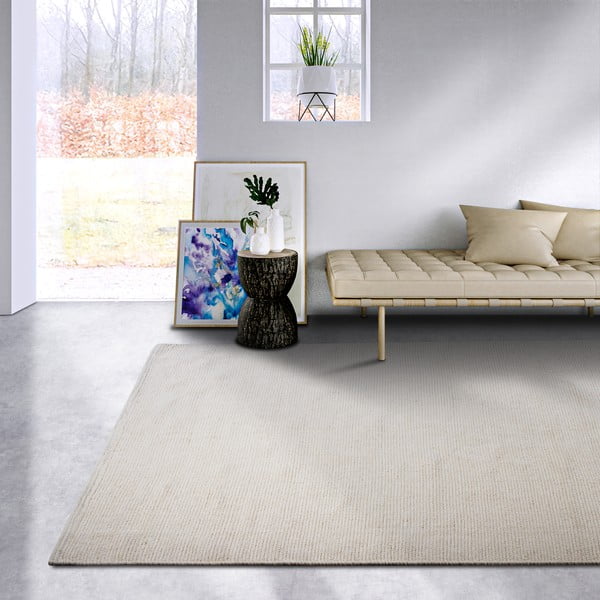 Cremefarbener, handgewebter Teppich mit Wollanteil, 160 x 230 cm Pradesh Natural White - Elle Decoration-image-1