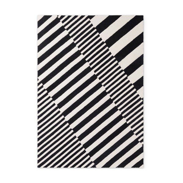 Schwarz-weißer, handgewebter Wollteppich, 200 × 290 cm Stryve Flux - Elle Decoration