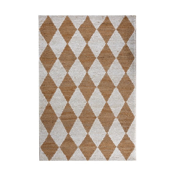 Weißer/naturfarbener, handgewebter Teppich mit Juteanteil, 120 × 170 cm Effie Diamond - Flair Rugs