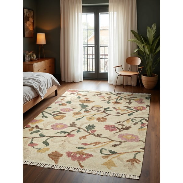 Cremefarbener, handgewebter Jute-Teppich, 120 × 170 cm Roya Violette - Elle Decoration-image-1