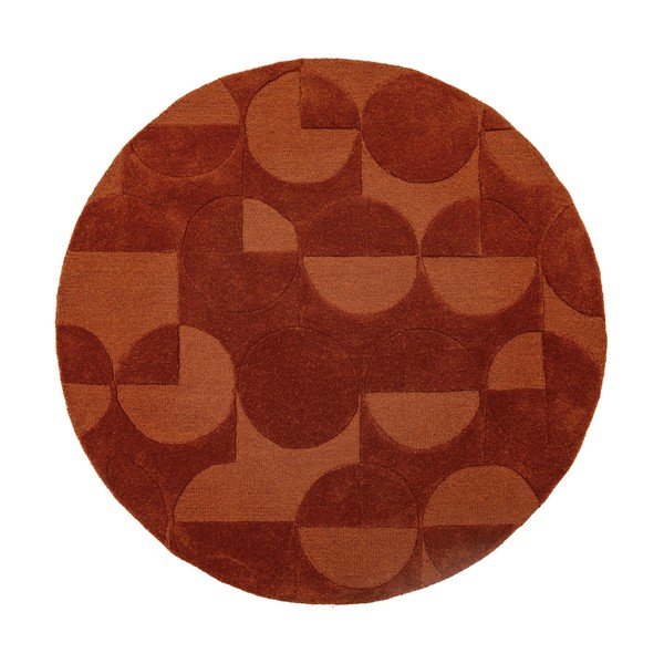 Handgewebter runder Wollteppich in Terrakottafarbe, Ø 160 cm Gigi - Flair Rugs