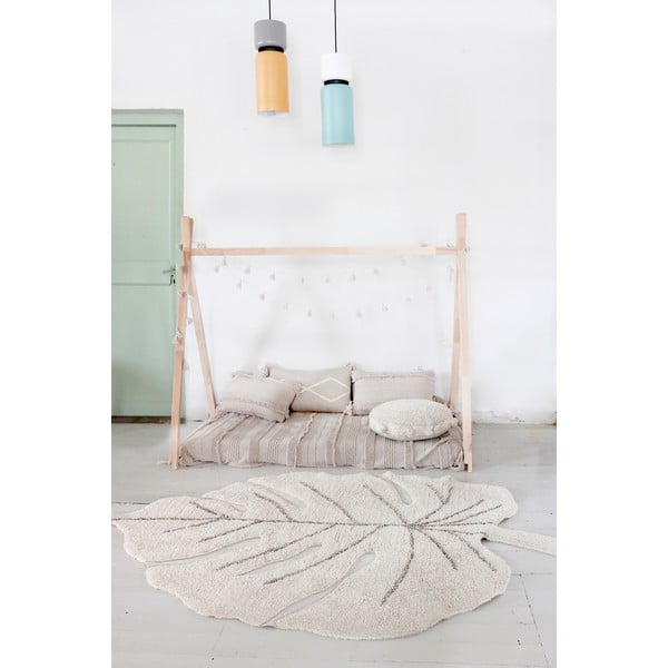 Beiger, waschbarer, handgewebter Baumwoll-Kindinteppich, 120 x 180 cm Monstera Natural - Lorena Canals-image-4