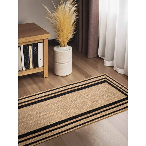 Schwarz/naturfarben, beidseitig verwendbar, handgewebter Jute-Läufer, 70 x 200 cm Looma - Hanse Home-image-1