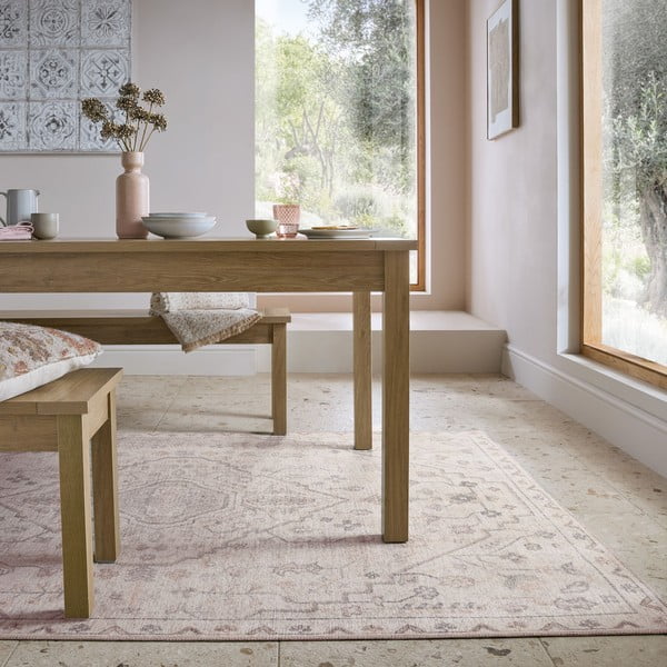 Cremefarbener, waschbarer Teppich, 152 × 230 cm Teo Traditional - Flair Rugs-image-1
