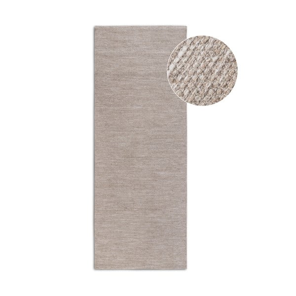 Beiger, handgewebter Läufer mit Wollanteil, 80 x 200 cm Pradesh Linen White - Elle Decoration