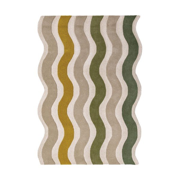 Grüner/naturfarbener, handgewebter Wollteppich, 160 × 230 cm Cascade Wool - Flair Rugs