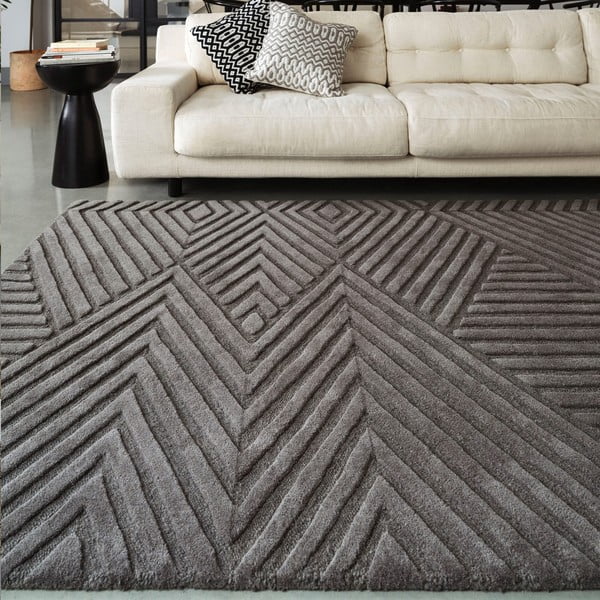 Anthrazitfarbener Wollteppich, 160 x 230 cm Hague - Asiatic Carpets-image-1
