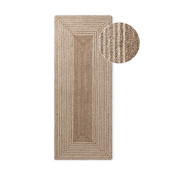 Doppelseitiger/handgewebter Jute-Läufer in hellem Naturton/in dunklem Naturton, 80 x 300 cm Juno - Hanse Home