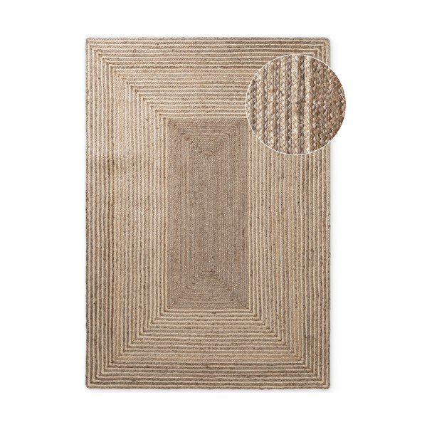 Doppelseitiger/handgewebter Jute-Teppich in hellem Naturton/in dunklem Naturton, 160 × 230 cm Juno - Hanse Home