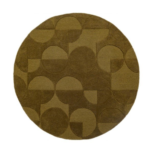 Dunkelgrüner, handgewebter runder Wollteppich, ø 160 cm Gigi - Flair Rugs