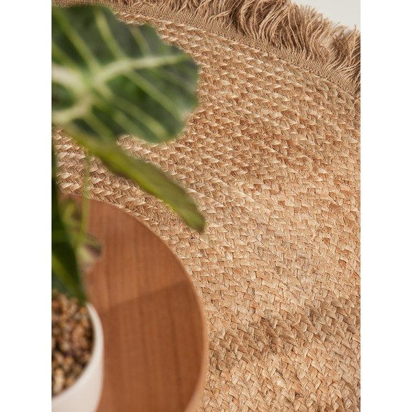 Doppelseitiger/handgewebter runder Jute-Teppich in Naturfarbe, Ø 200 cm Nuru - Hanse Home-image-2
