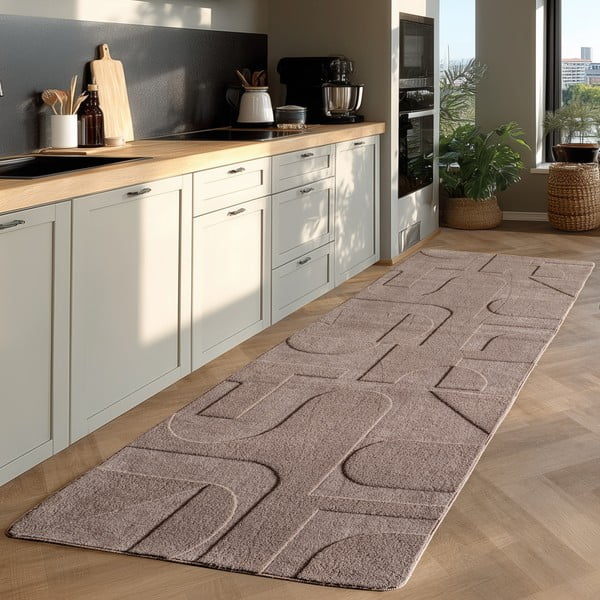 Beigefarbener, waschbarer Läufer, 80 × 250 cm Pompei 1614 - Ayyildiz Carpets-image-1