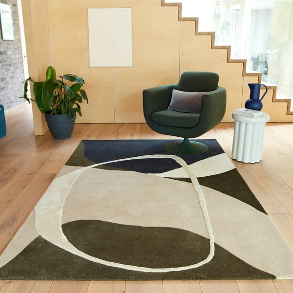 Grüner, handgewebter Wollteppich, 160 × 230 cm Matrix - Asiatic Carpets-image-1