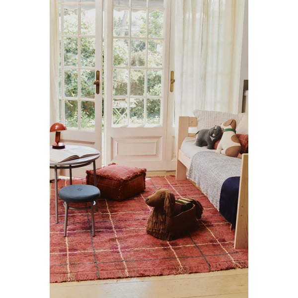 Roter, waschbarer/handgewebter Baumwollteppich, 140 × 190 cm Tartan Vintage Red - Lorena Canals-image-1